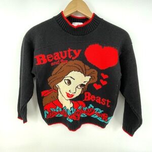 Rare Vintage 80s 90s Beauty & The Beast Kids Sweater Belle Girls Size 10 Acrylic